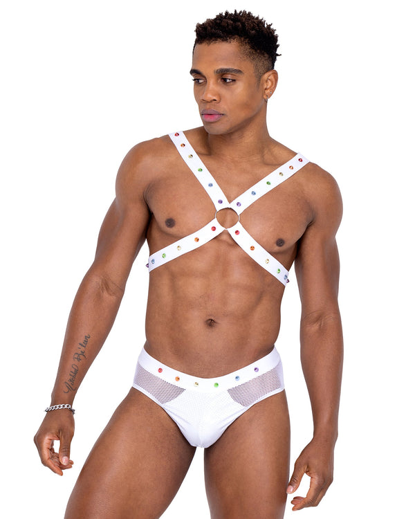 Roma Costume Mens Pride Thong with Attached Garters and Chain