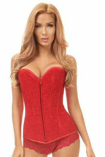 Lavish Red Satin Overbust Corset w/Busk Closure – Unspoken Fashion