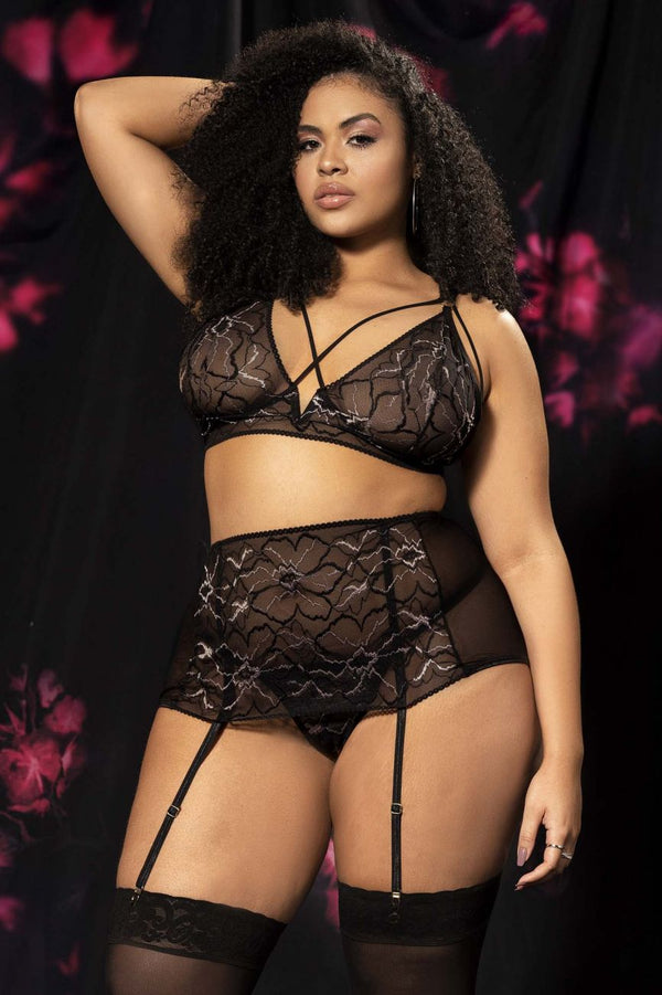 Mapale Three Piece Lingerie Set Color Black – Unspoken Fashion