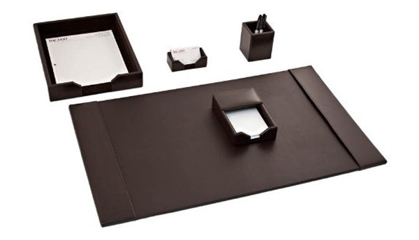 Dacasso Dark Brown Bonded Leather Desk Set, 5-Piece