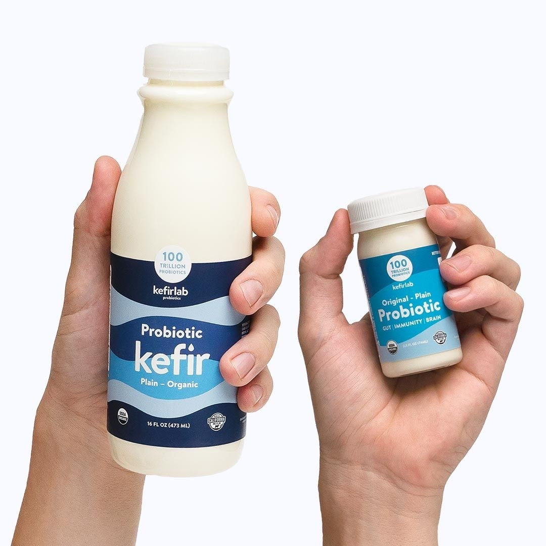 kefirlab-plain organic-small and big bottle
