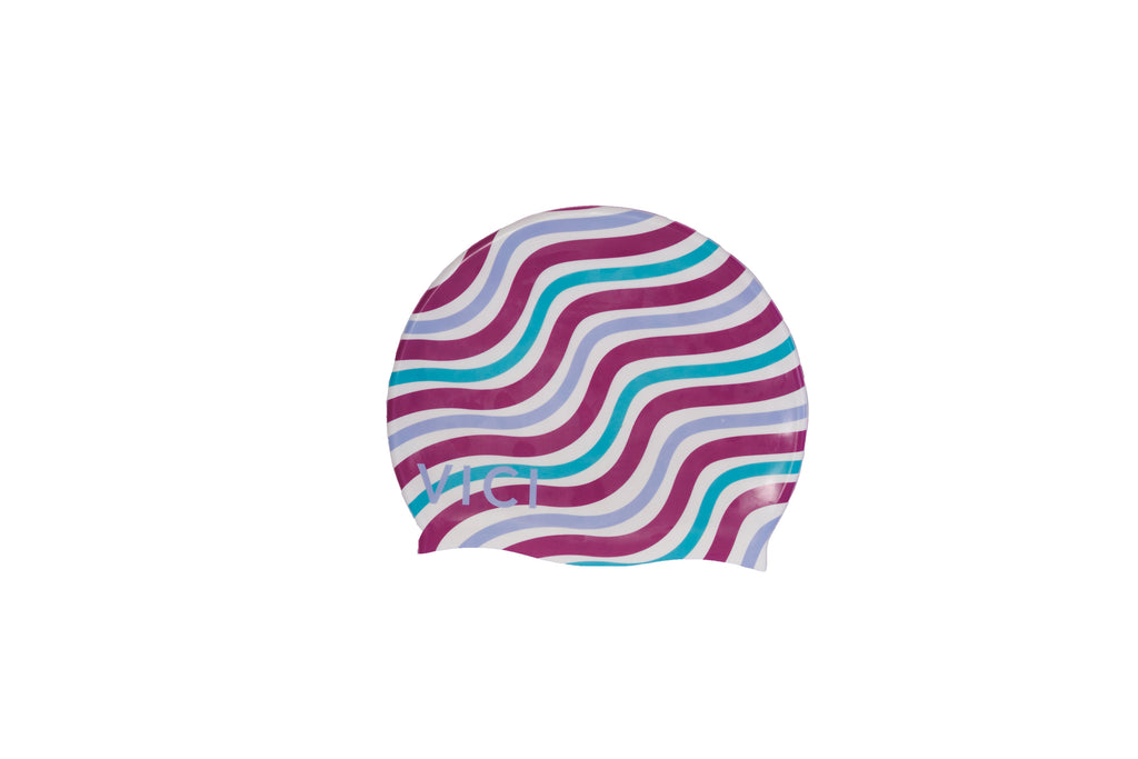 Centre Stripe Swim Cap With Chinstrap and Buckle Detail Pink