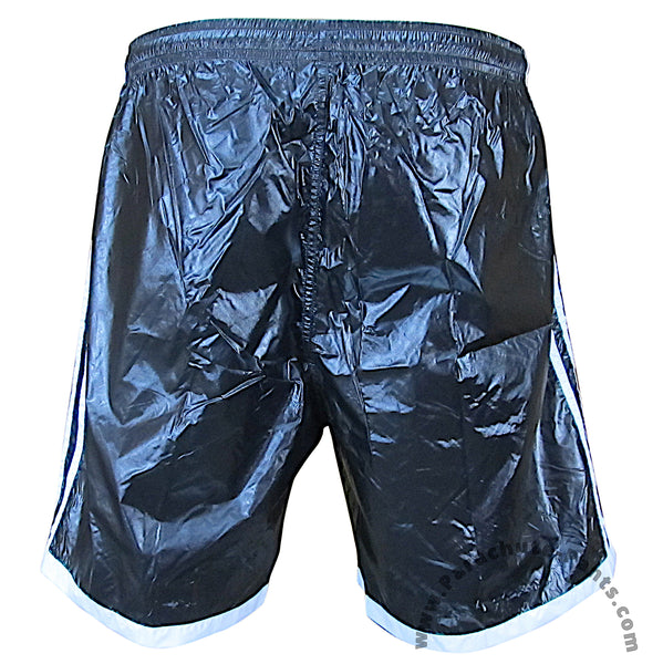 Bruno Black 3-Stripe Nylon Shorts | The Parachute Pants Store