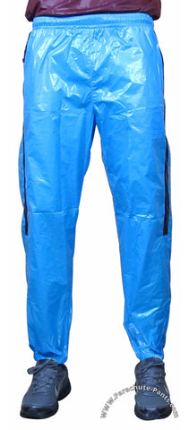 Bruno Blue Shiny Nylon/Plastic Wind Pants | The Parachute Pants Store