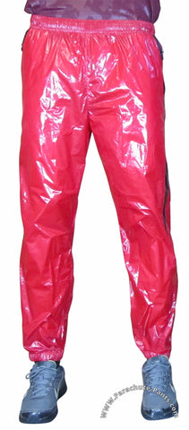 Bruno Red Shiny Nylon/Plastic Wind Pants | The Parachute Pants Store