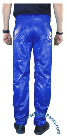 Countdown Blue Shiny Nylon 5-Button Jeans | The Parachute Pants Store