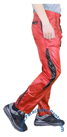 Countdown Red Shiny Nylon Parachute Pants w/ Long Black Zippers | The ...