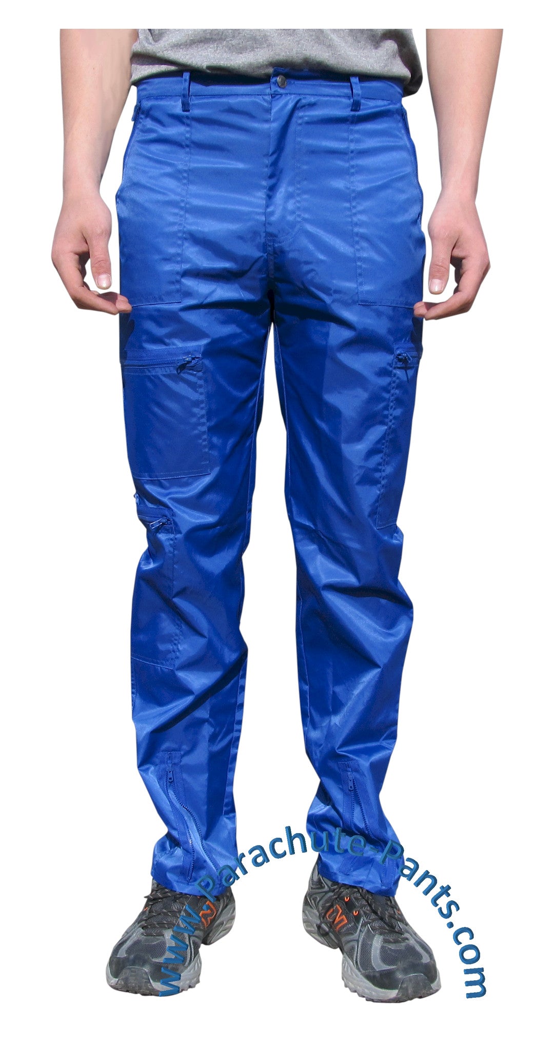 Countdown Blue Classic Nylon Parachute Pants with Blue Zippers | The