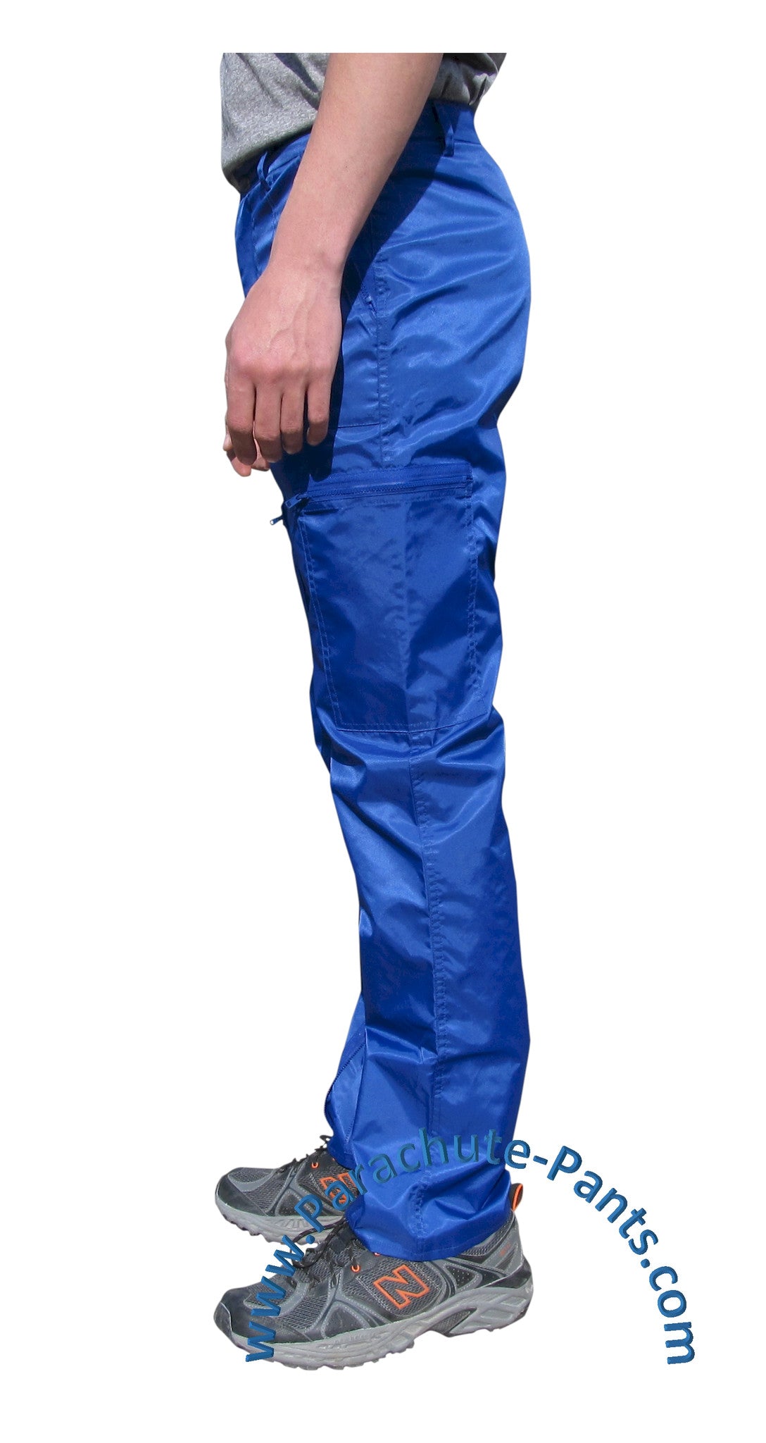 Countdown Blue Classic Nylon Parachute Pants With Blue Zippers The Parachute Pants Store