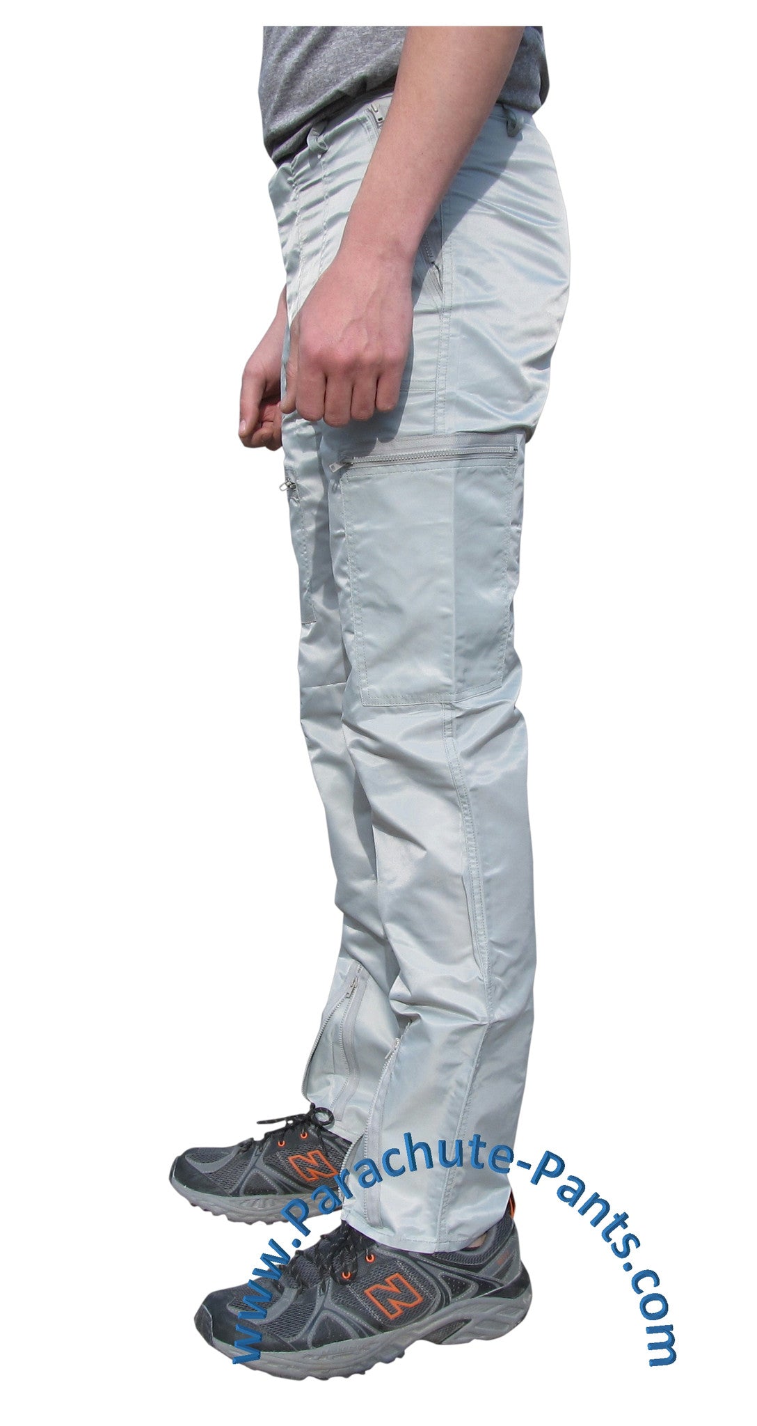 Countdown Grey Classic Nylon Parachute Pants with Grey Zippers | The ...