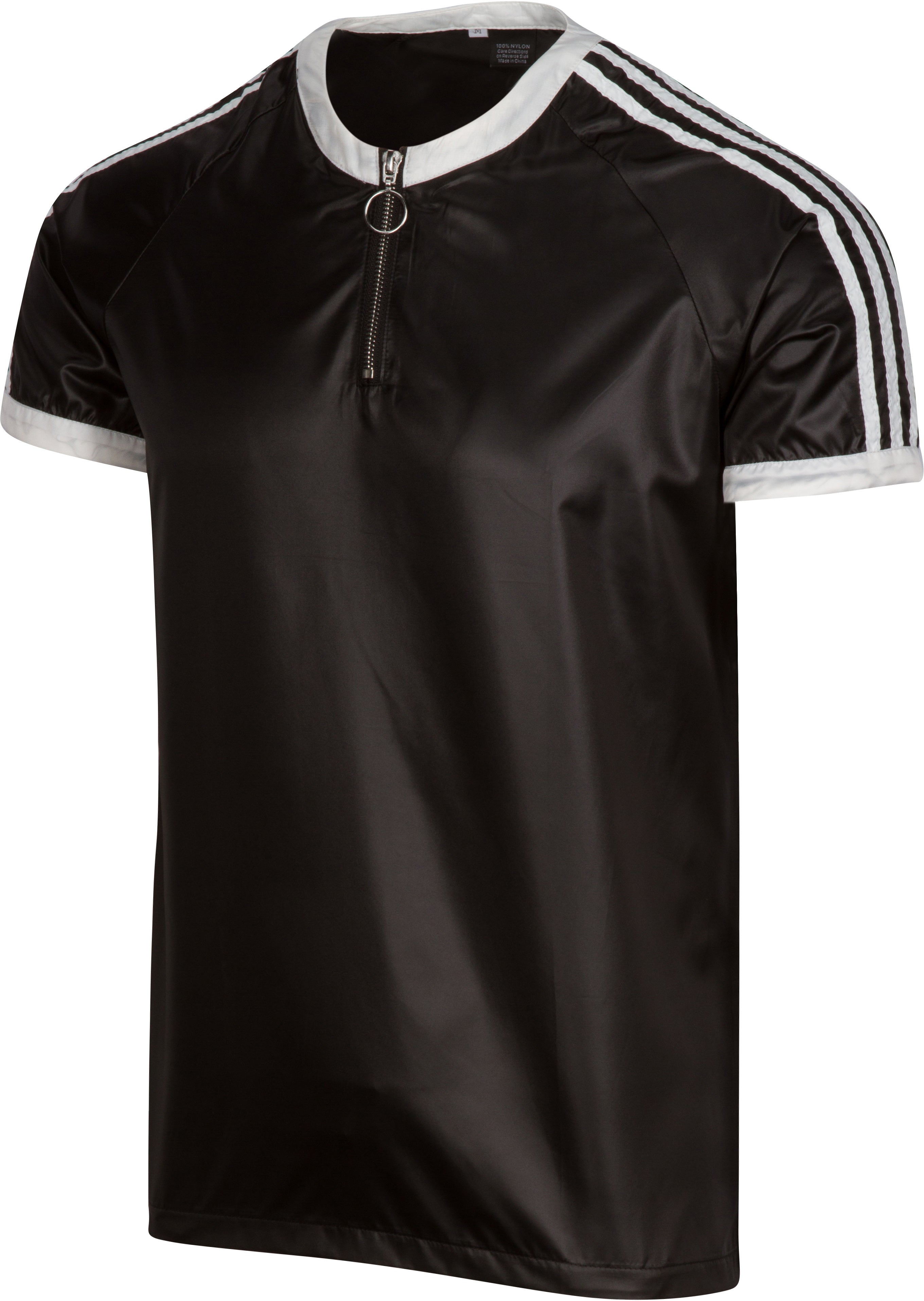 Verzwakken Stad bloem pindas Bruno Black 3-Stripe Nylon T-Shirt | The Parachute Pants Store