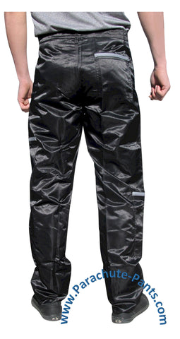 Panno D'Or Black Nylon Parachute Pants with Grey Zippers | The ...