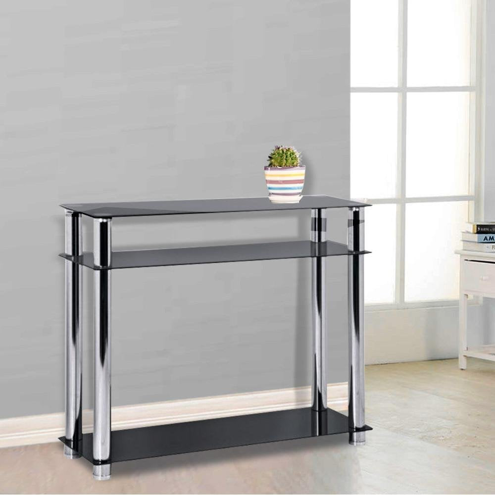 Shop For Modern Black Glass Console Tables In Uk Chrome