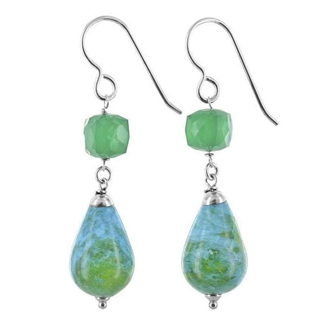 Long Dangle Earrings | Blue Green Earrings | Gemstone Silver Jewelry ...