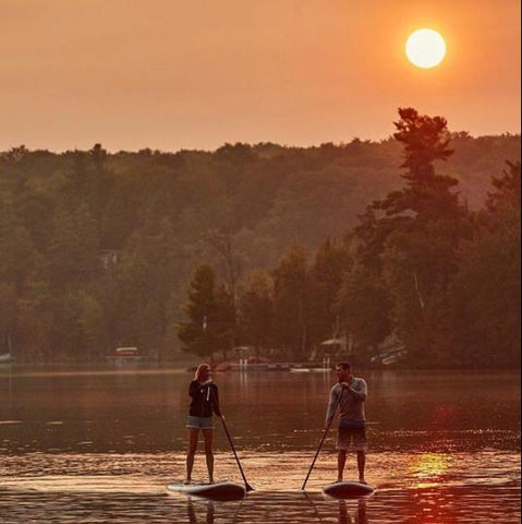 paddle boarding in a lake