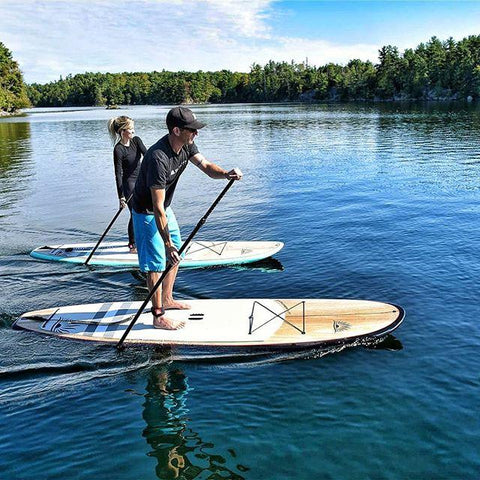 two people on paddle boards