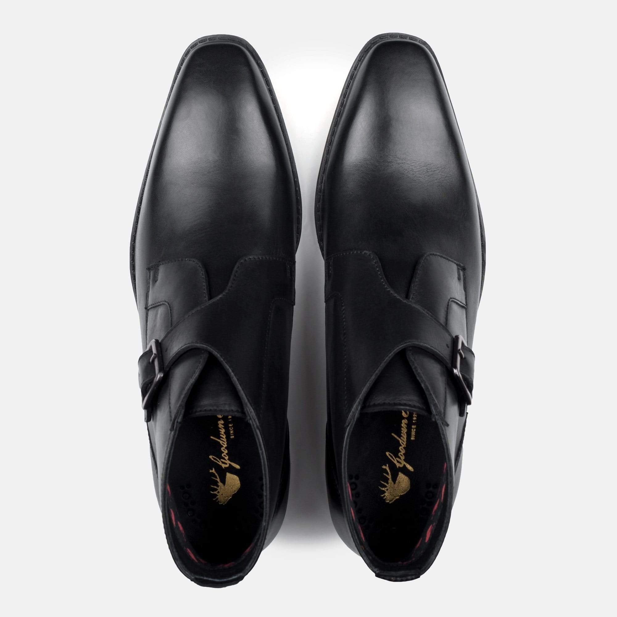 black leather monk strap shoes