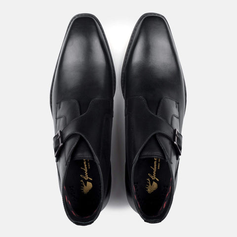 black leather monk shoes