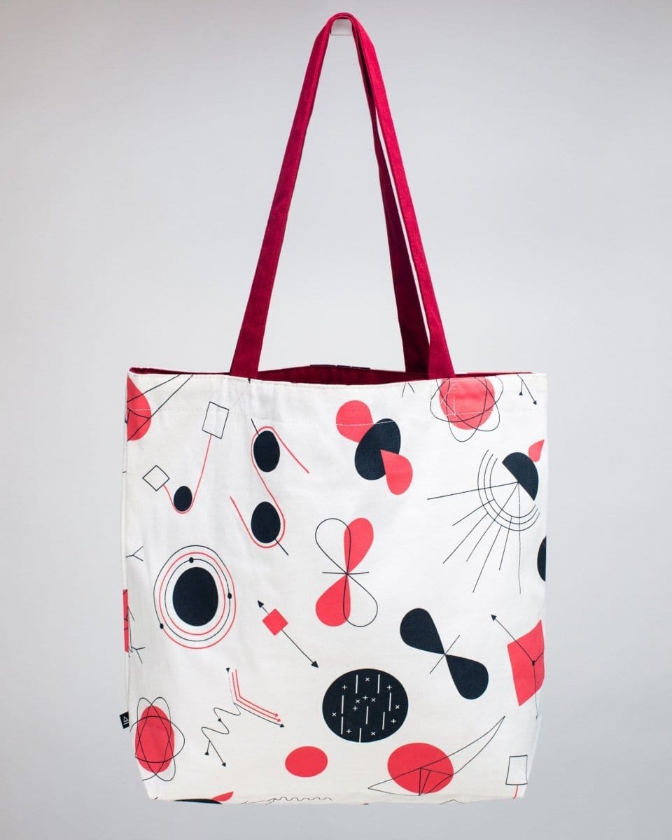 Art Tote Bag - Silver on Red —