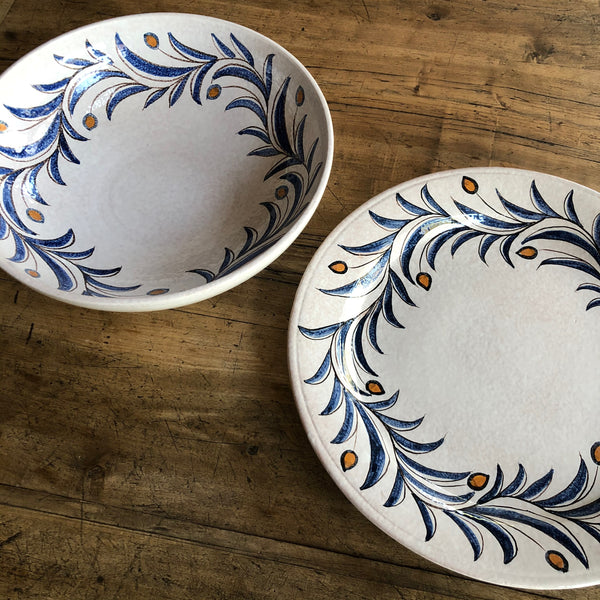 Italian serveware with handpainted olive branch