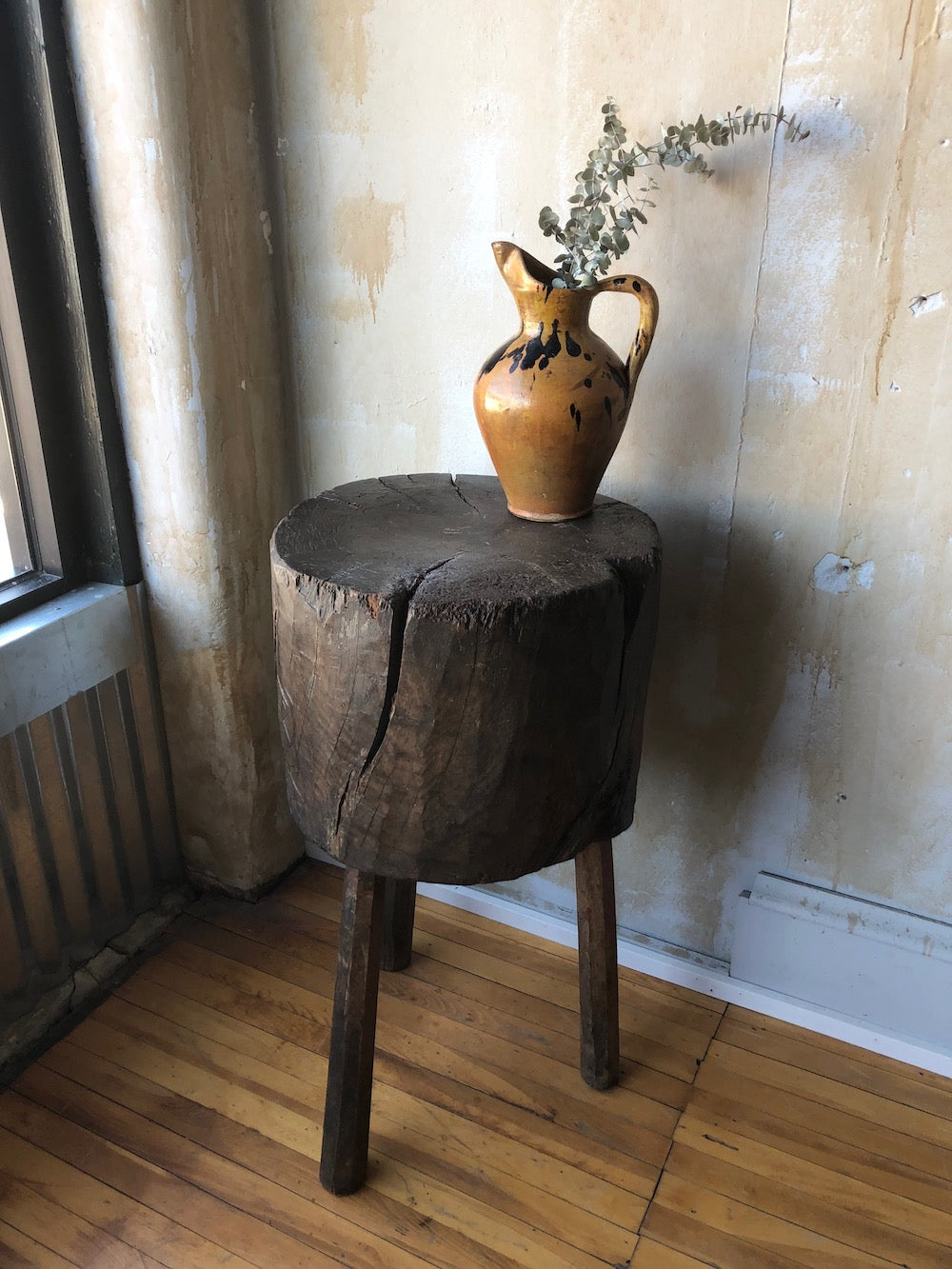 Antique Round Butcher Block Table Mercato Antiques