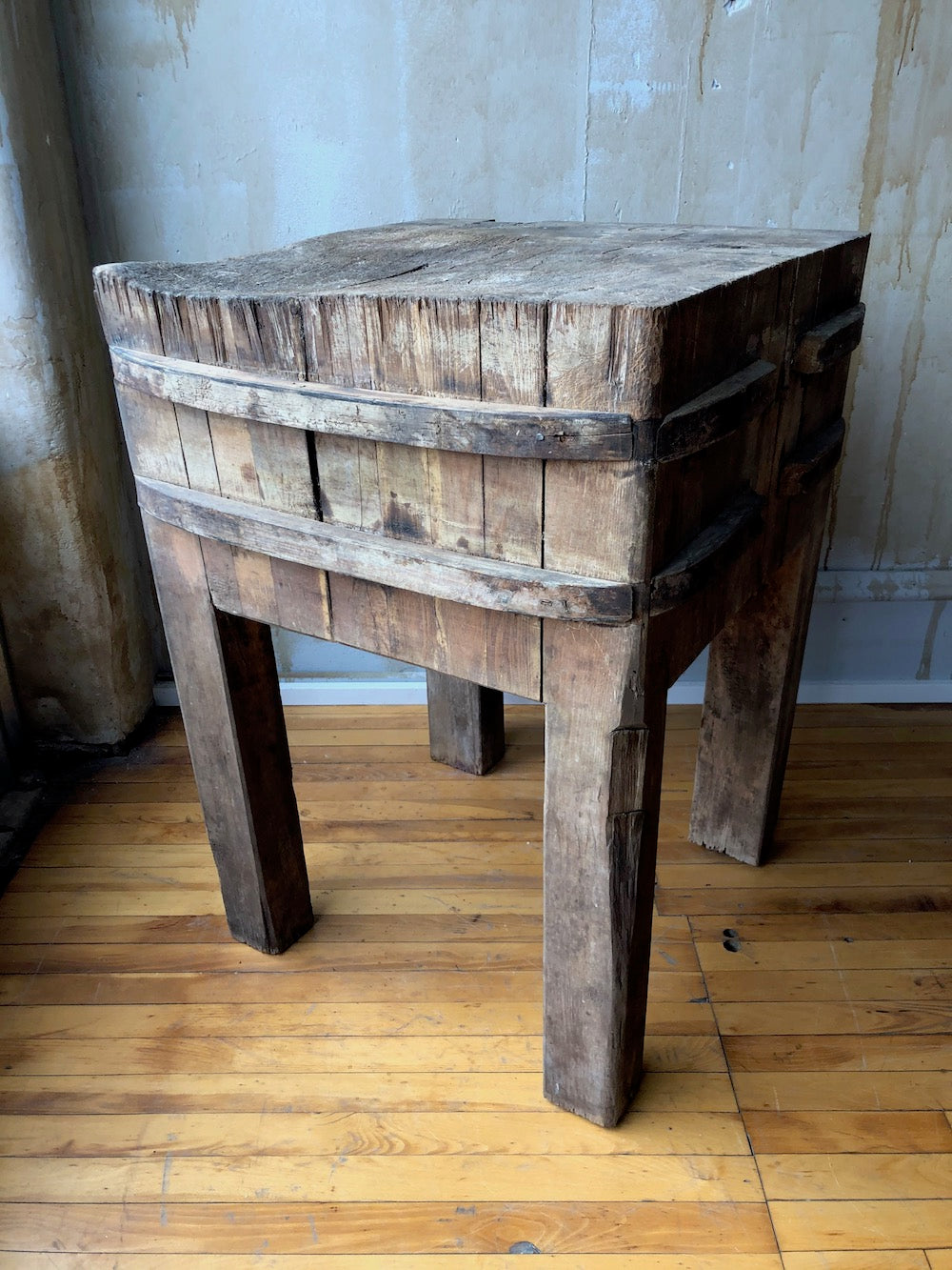 Sold Italian Antique Butcher Block Table