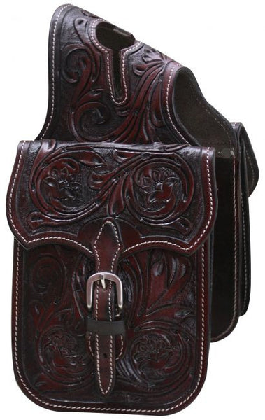 Showman ® Floral tooled leather horn bag – Dark Horse Tack Company