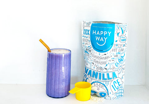 Grace's Balanced Smoothie featuring Happy Way Vanilla Protein Powder