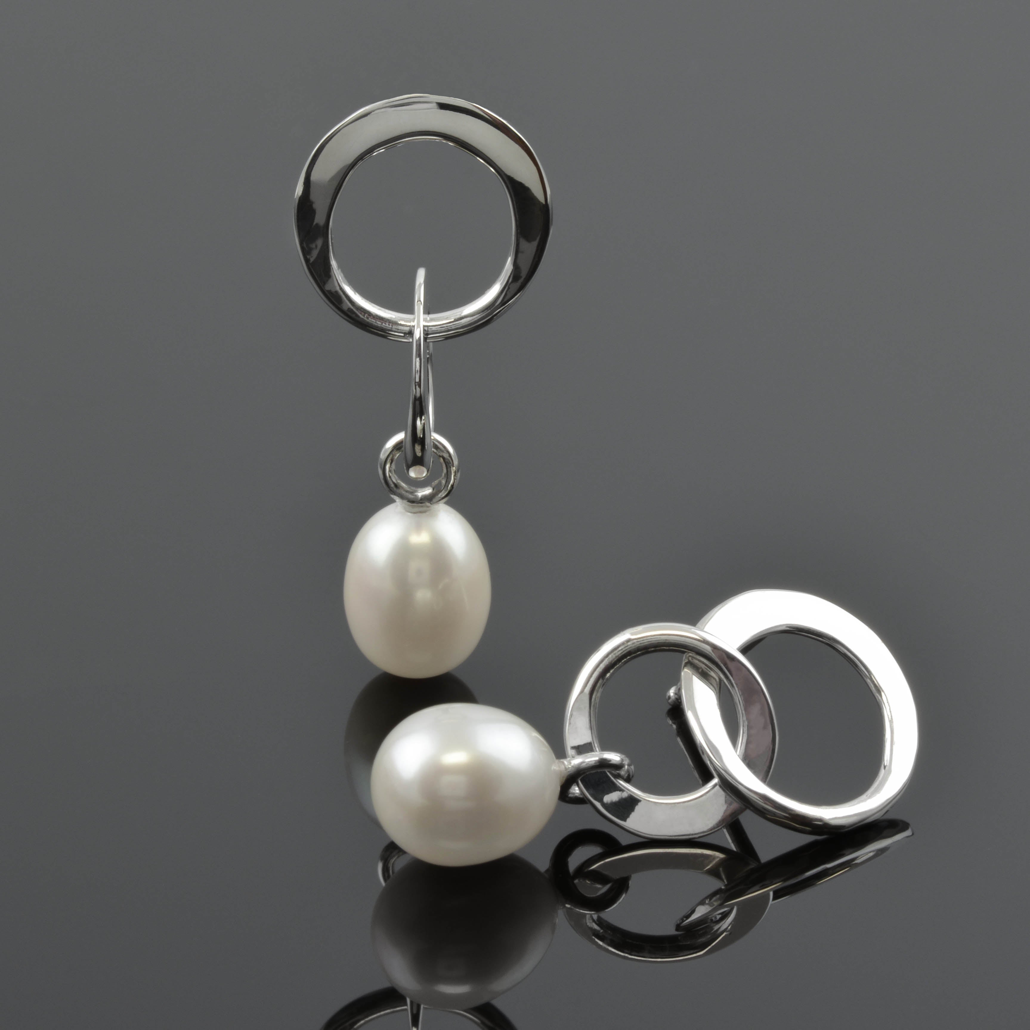 Handmade "Double Circle" Earrings With Pearls