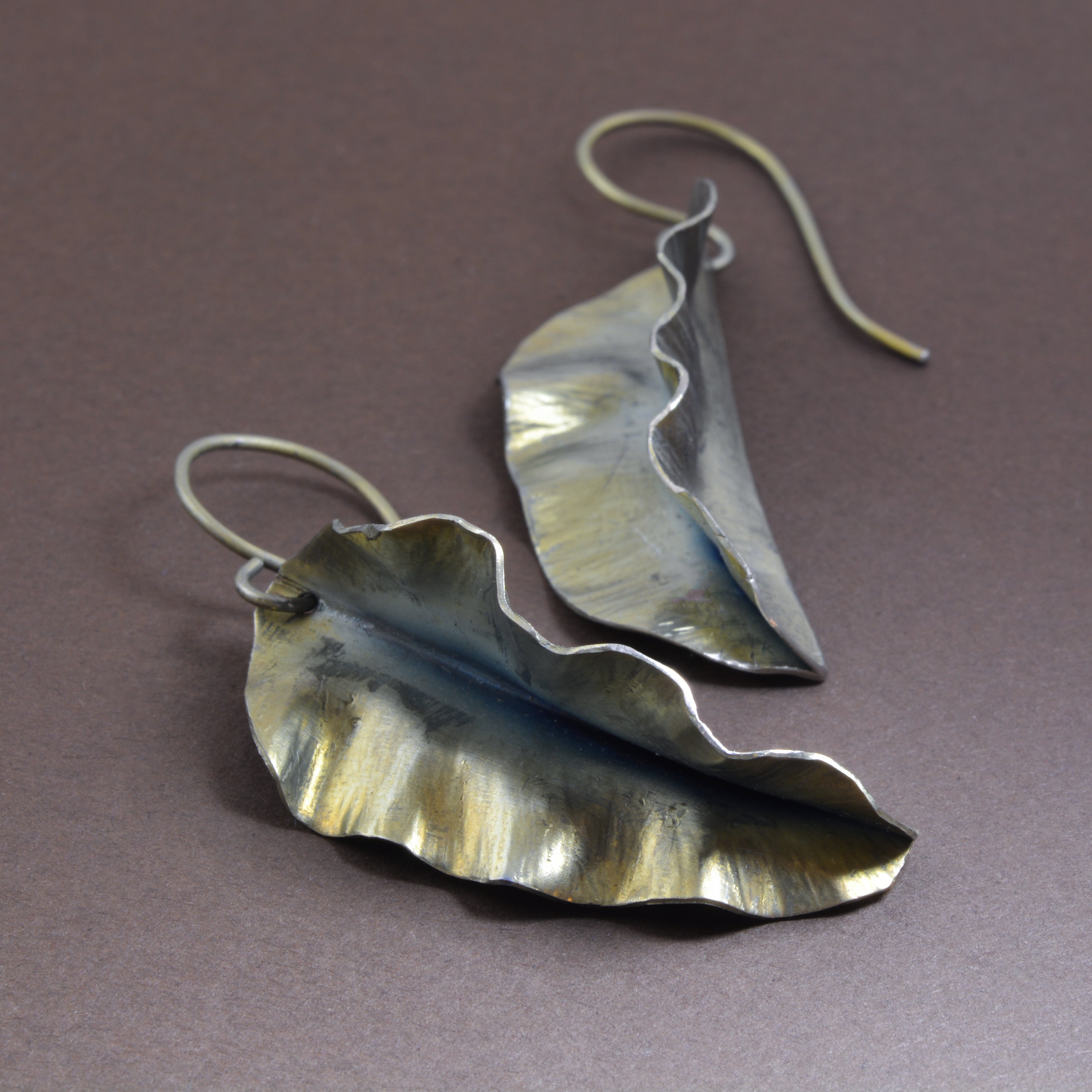 Handmade Titanium Hosta Leaf Earrings