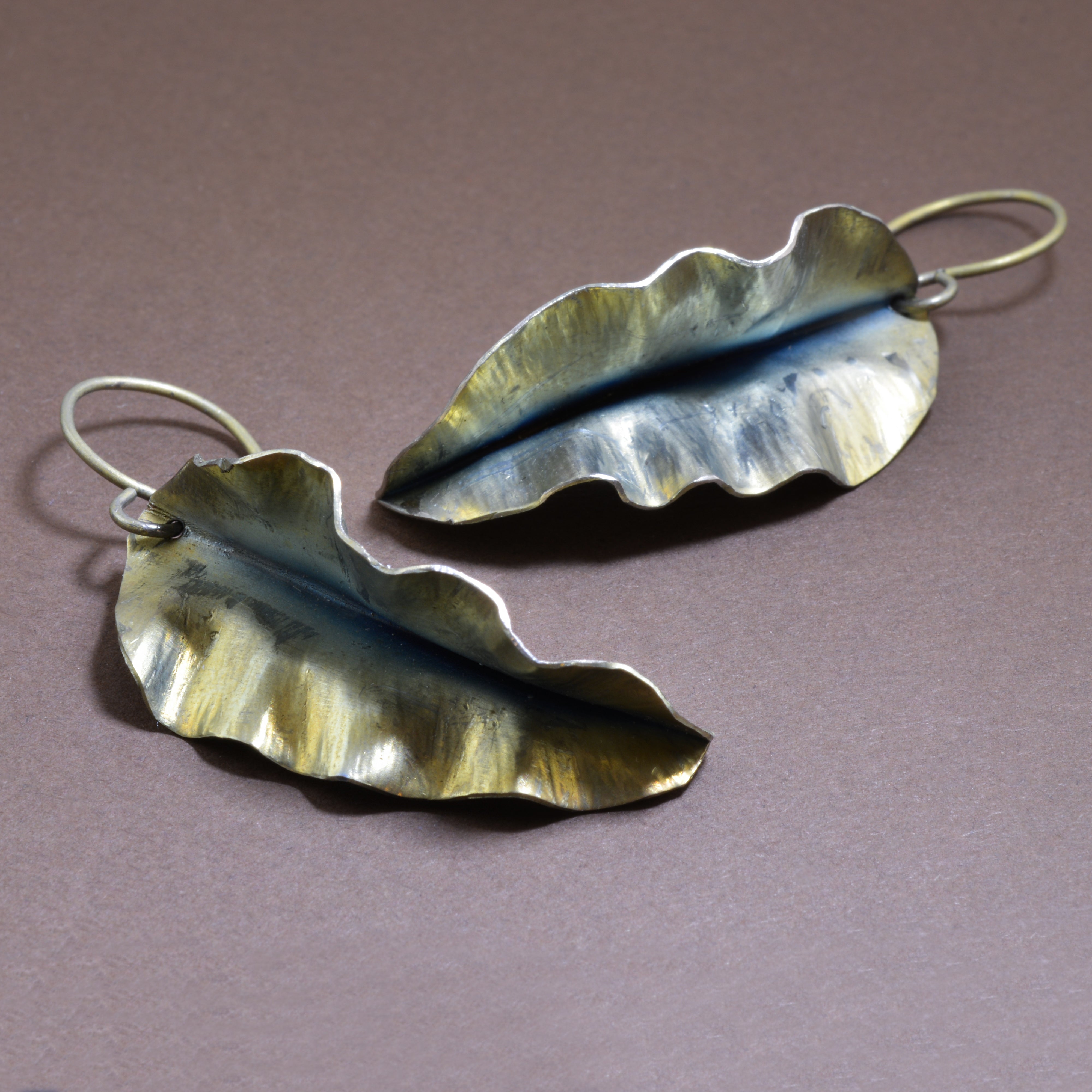 Handmade Titanium Hosta Leaf Earrings - Plante Jewelers