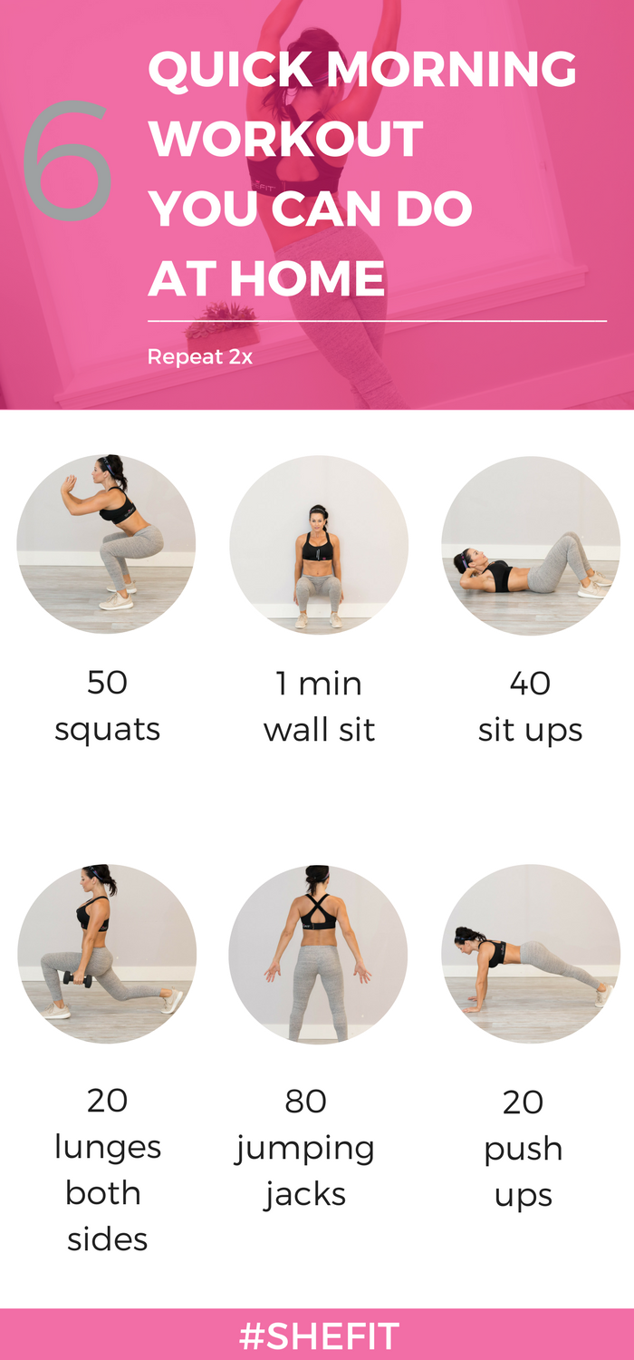 Exercising in the morning may seem like a daunting task but once you get into the routine, you won’t regret it. If you want to lose weight, increase your motivation for #healthyliving & finally discover those abs, then try this quick at-home workout for beginners. Click to learn the amazing health benefits in more detail from #Shefit | #SportsBras for Big Bust + Large Breasts | Explore the best #highimpact sports bra & fitness outfits for any sport & running. #SportsBraForGym 