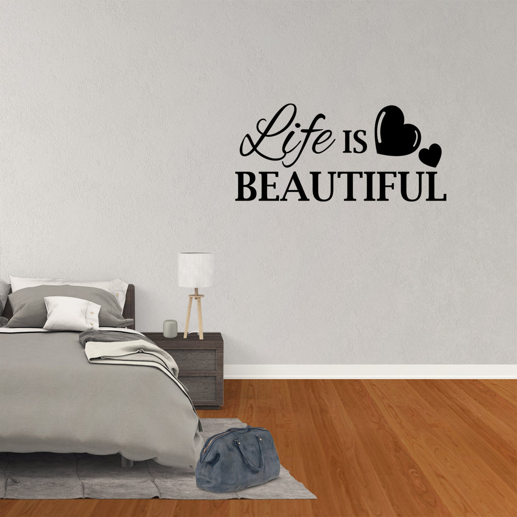 Wall Decal Quote Life Is Beautiful Vinyl Art Bedroom Home Sticker Lettering Decor XJ2