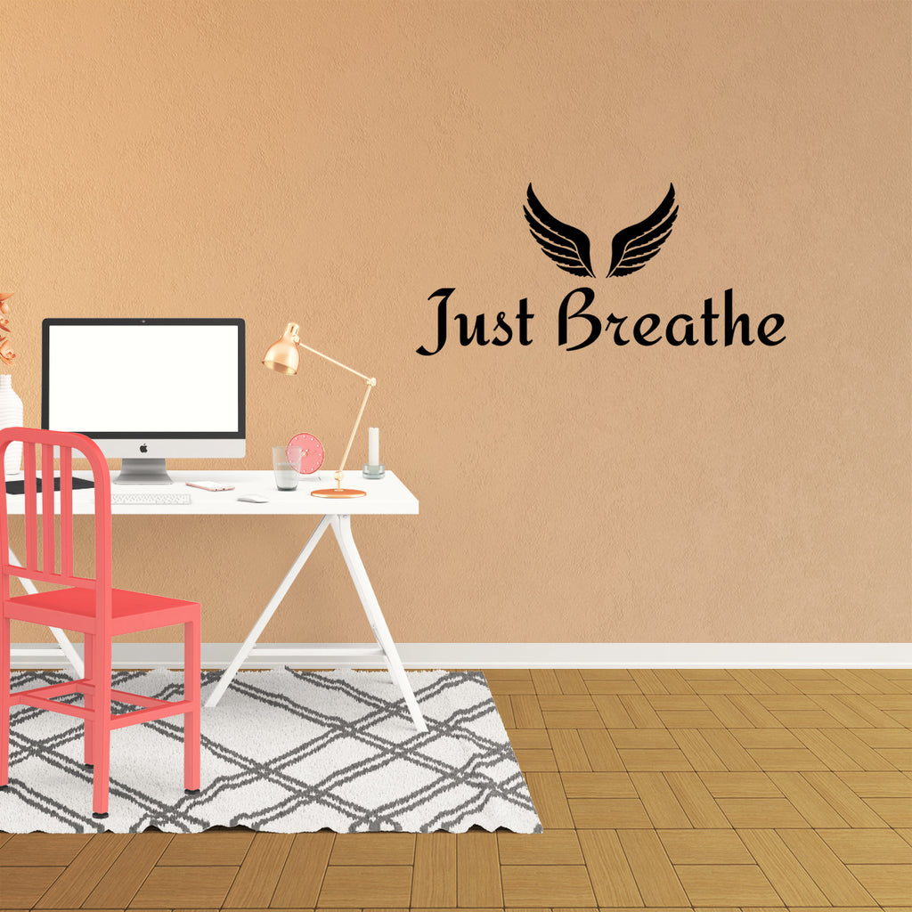 Just Breathe Vinyl Wall Decal Quote Lettering Words Graphics Home Decor Sticker XJ557