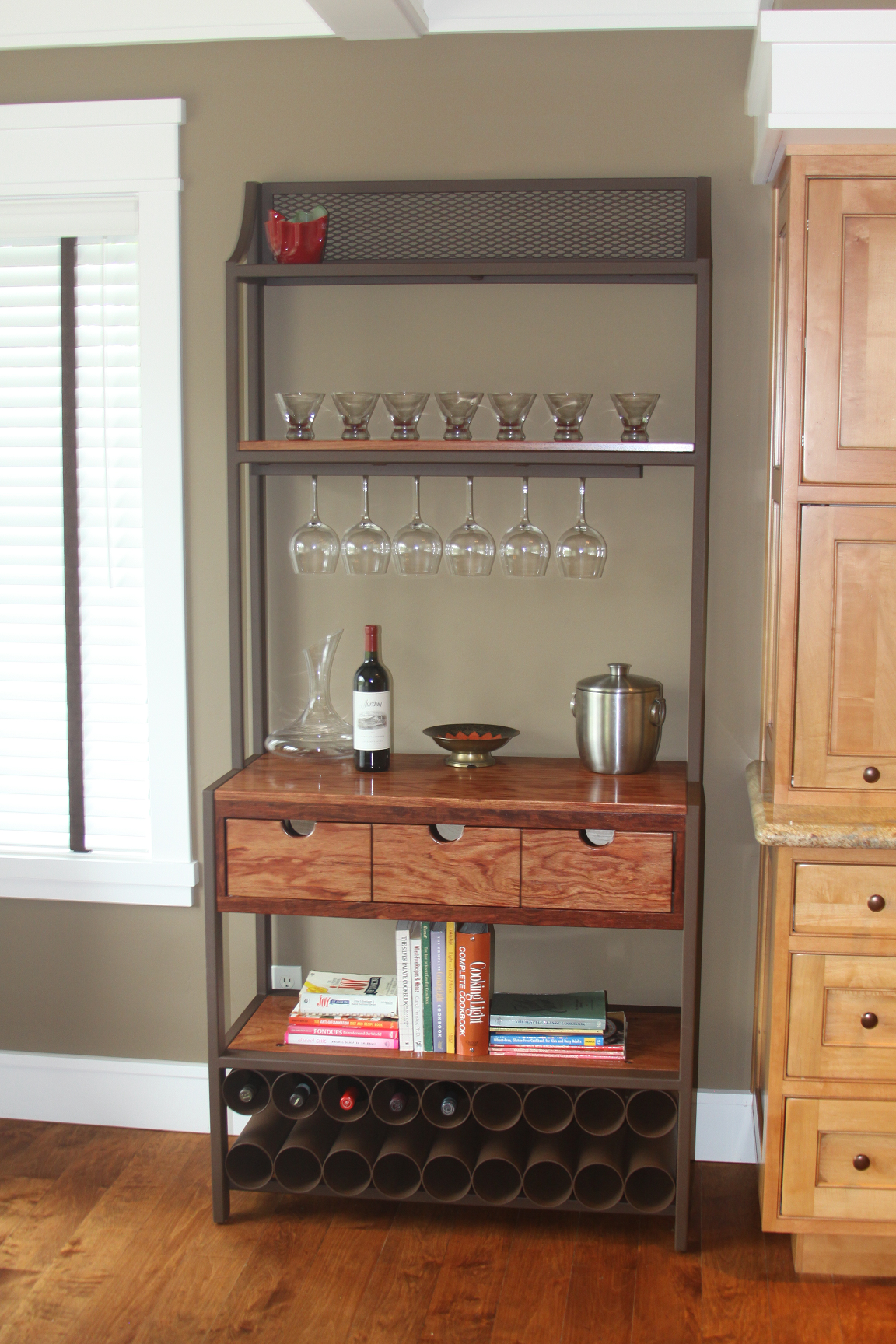 Bubinga Baker S Rack W Wine Storage Terrasteel Furniture Design