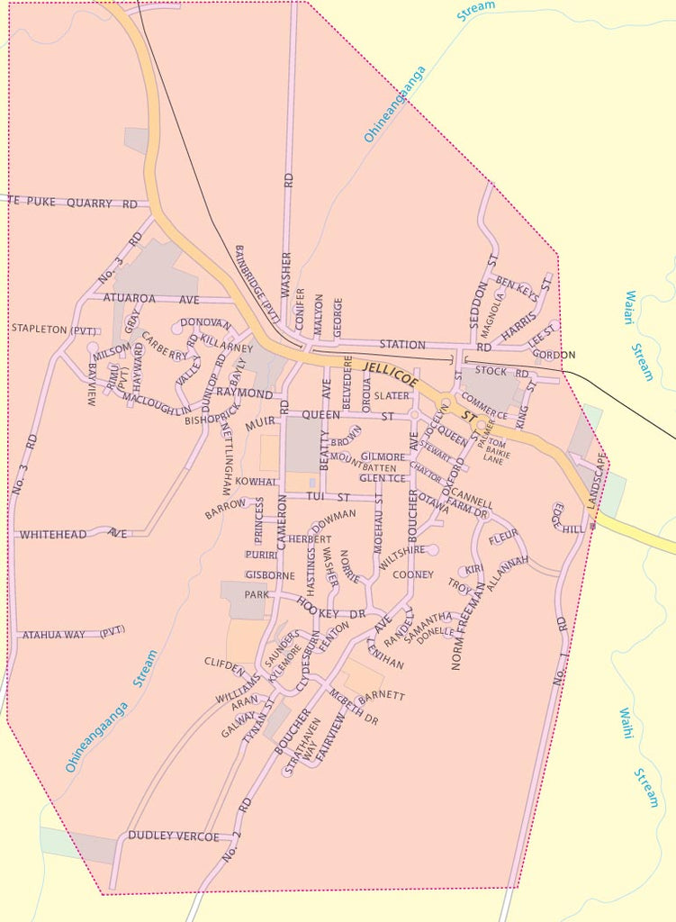 Map of Te Puke showing Free Delivery Zones