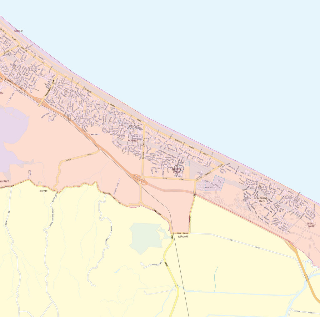 Map of Papamoa showing Free Delivery Zones