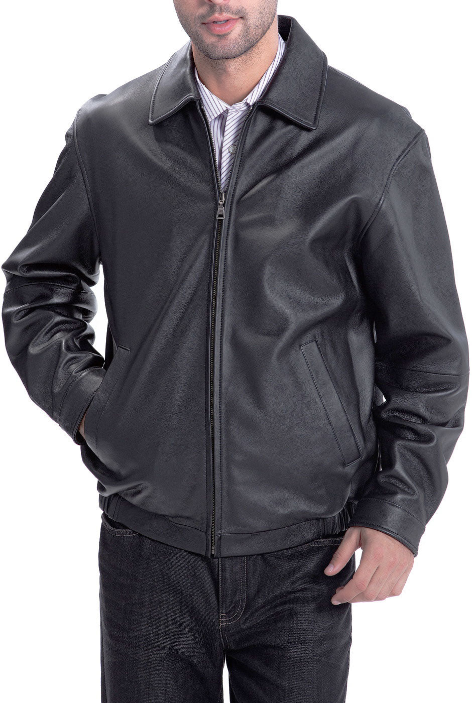 BGSD Men Brandon New Zealand Lambskin Leather Bomber Jacket