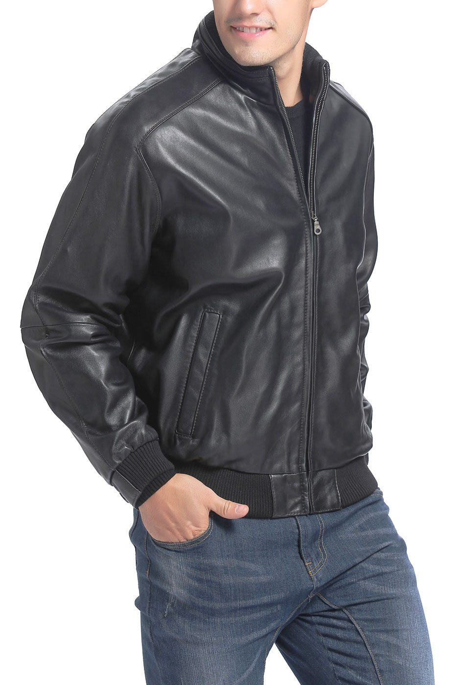 BGSD Men City Lambskin Leather Bomber Jacket Luxury Lane