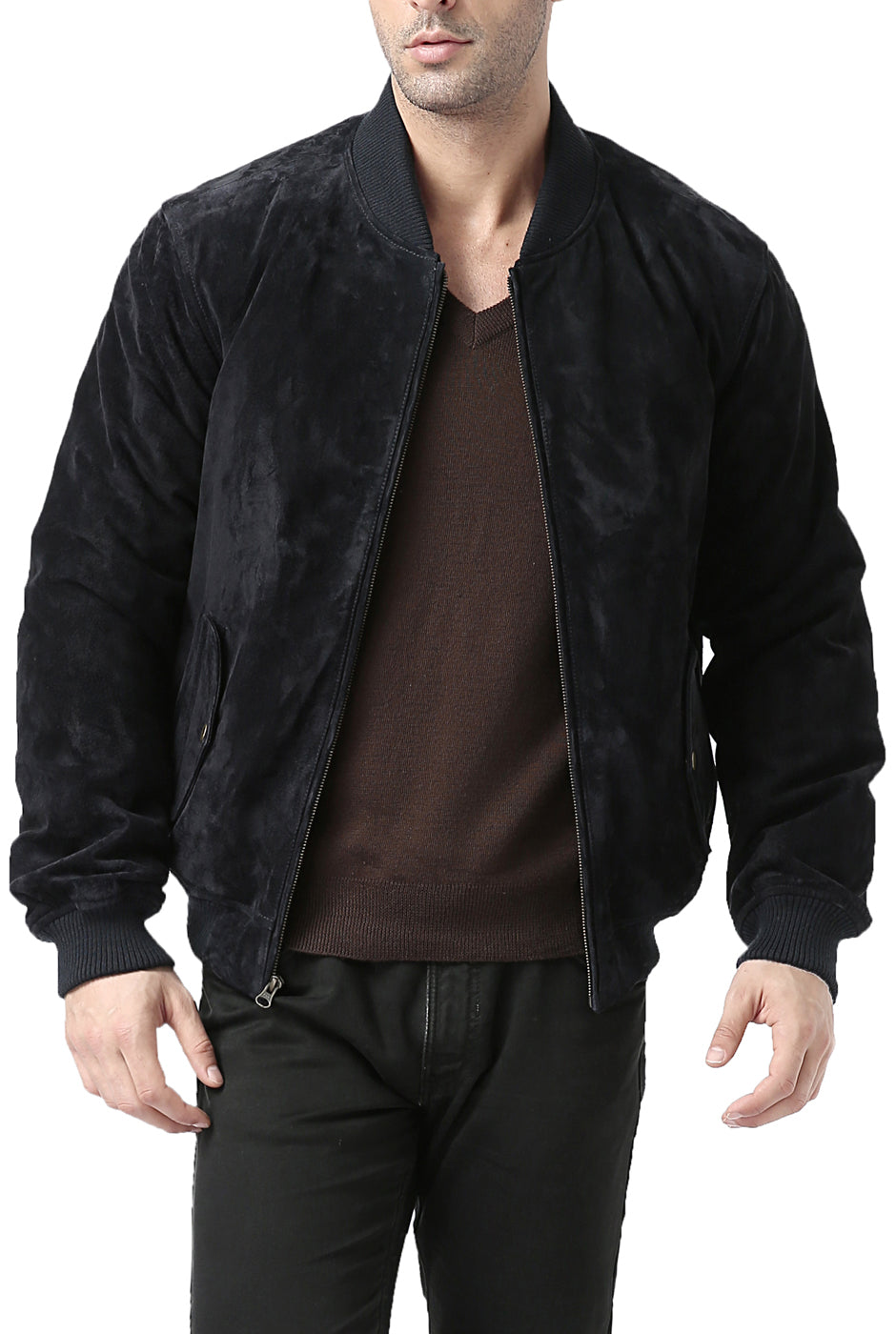 BGSD Men Aaron Classic Cowhide Leather Bomber Jacket