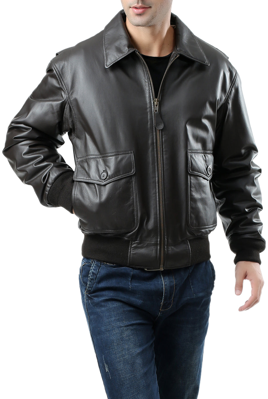 Landing Leathers Men's G2 Leather Flight Bomber Jacket (G-2) - Tall ...