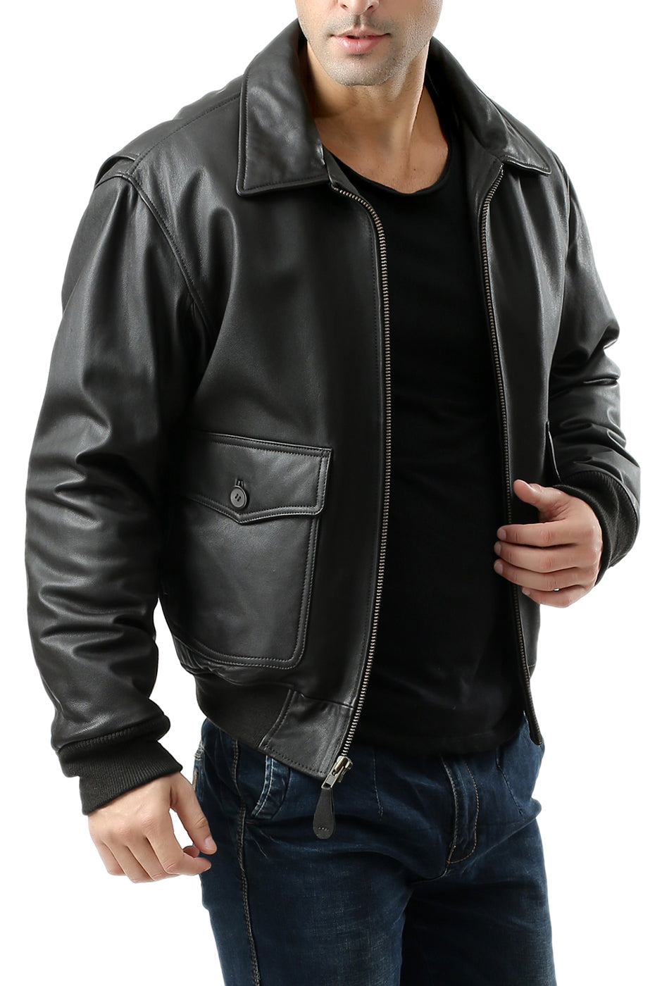 Landing Leathers Men's G2 Goatskin Leather Flight Bomber Jacket (G-2 ...