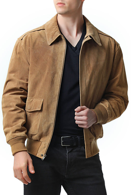 Landing Leathers Men Monogram Collection Air Force A-2 Leather Flight  Bomber Jacket (Regular and Big & Tall) at  Men’s Clothing store