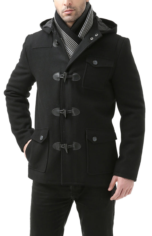 BGSD Men Tyson Wool Blend Leather Trimmed Toggle Coat – Luxury Lane