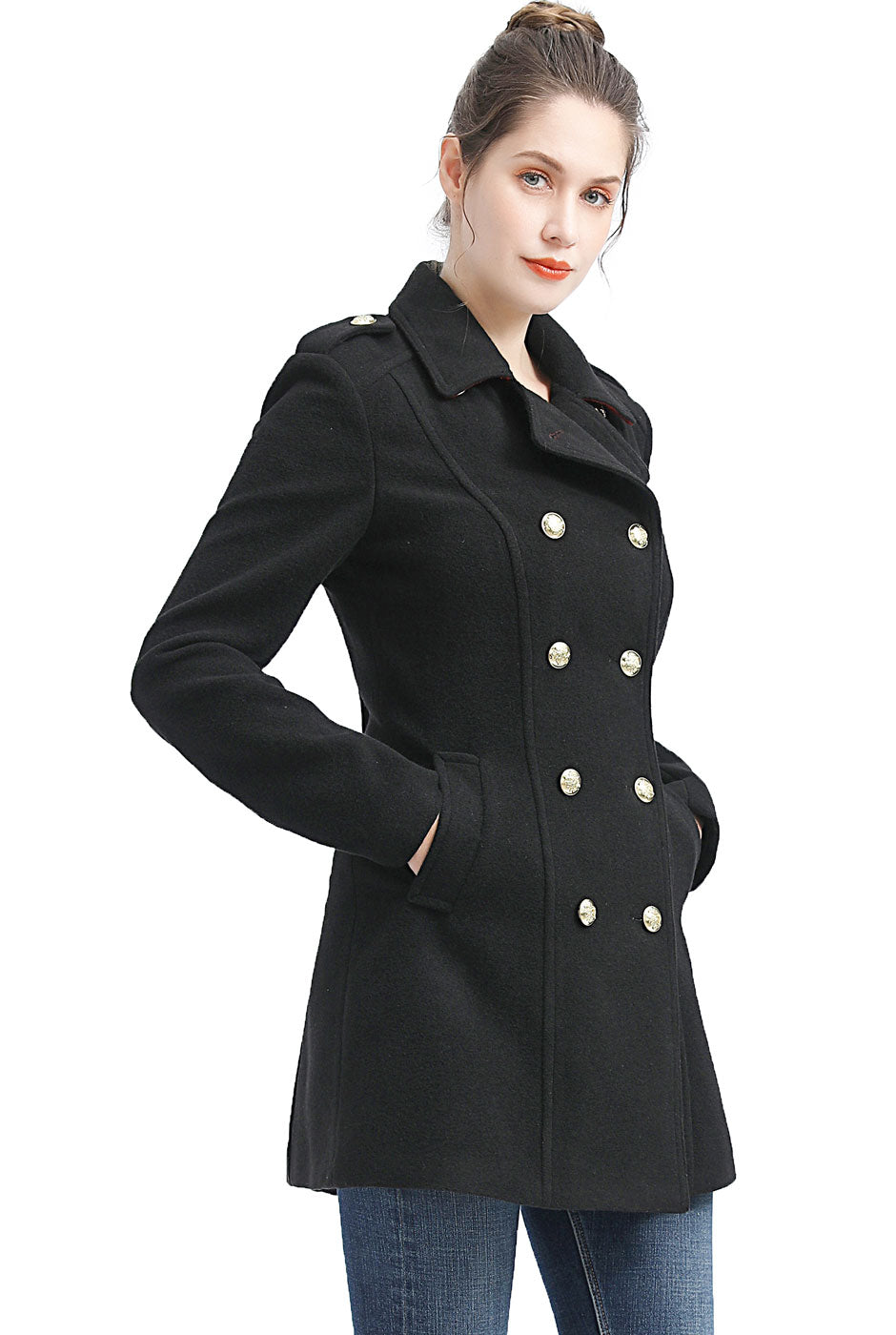 BGSD Women Victoria Wool Fitted Military Melton Coat – Luxury Lane