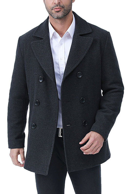 PASLTER Men's Classic Business Pea Coat