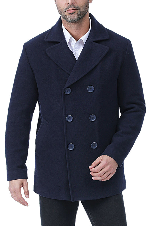 PASLTER Men's Classic Business Pea Coat