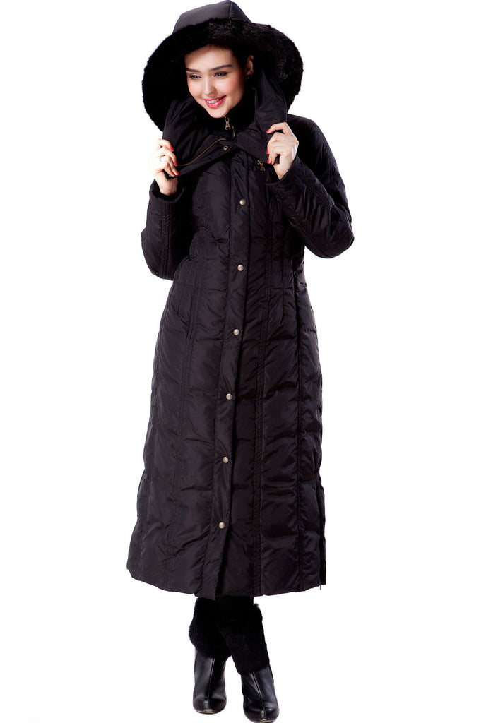 long down coat with hood