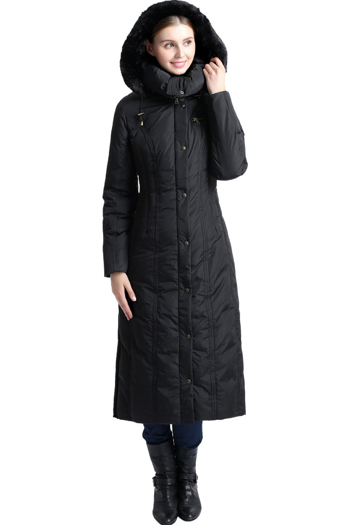 long puffer jacket with fur hood