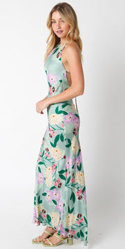 Hiley Floral Halter Backless Maxi Dress